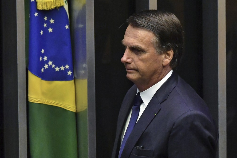 Jair Bolsonaro durante cerimônia de posse — Foto: Nelson Almeida/AFP