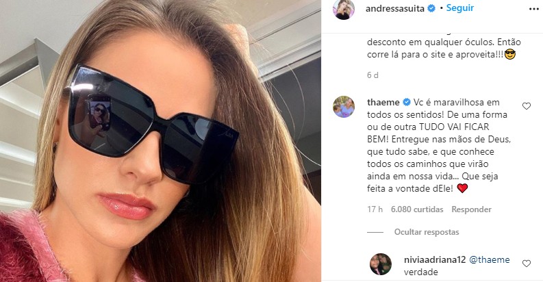 Thaeme manda apoio a Andressa Suita (Foto: Reprodução / Instagram)