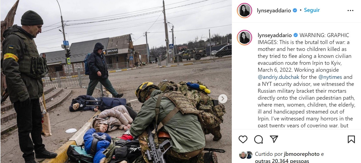 Fotógrafa registra ataque russo (Foto: Reprodução Instagram/Lynsey Addario/New York Times )