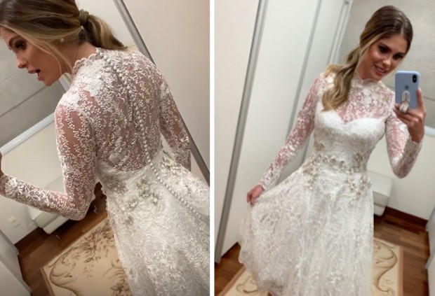 Bárbara Evans mostra o vestido para festa de noivado (Foto: Reprodução/Instagram)