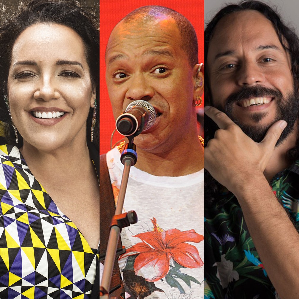 Ana Carolina, Molejo, Gabriel, o Pensador estão entre as lives desta sexta-feira (15) — Foto: Divulgação/Pedro Dimitrow; TV Globo / Alex Carvalho; Divulgação/Luringa