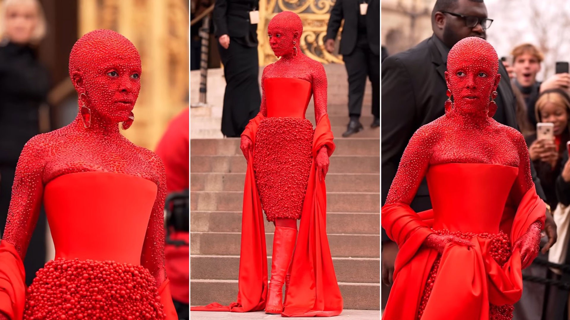 Doja Cat usa produção com 30 mil cristais no corpo na Semana de Moda de Paris  