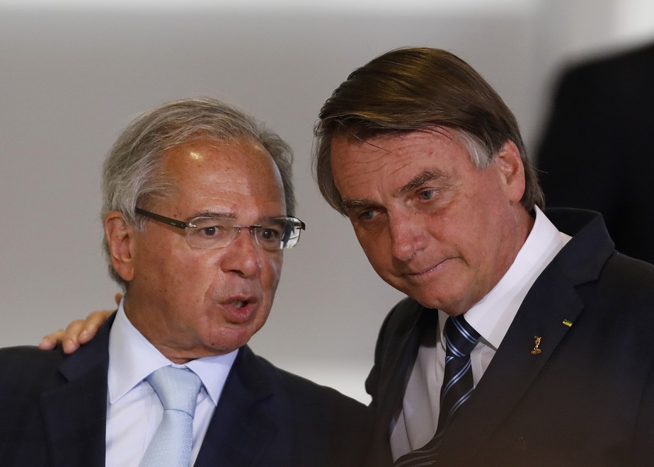O ministro da Economia, Paulo Guedes, e o presidente Jair Bolsonaro