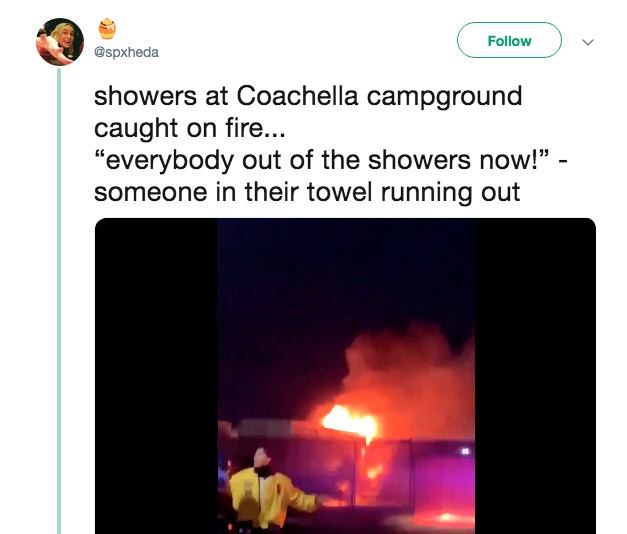 Usuária do Twitter reporta incêndio no Coachella (Foto: reprodução)