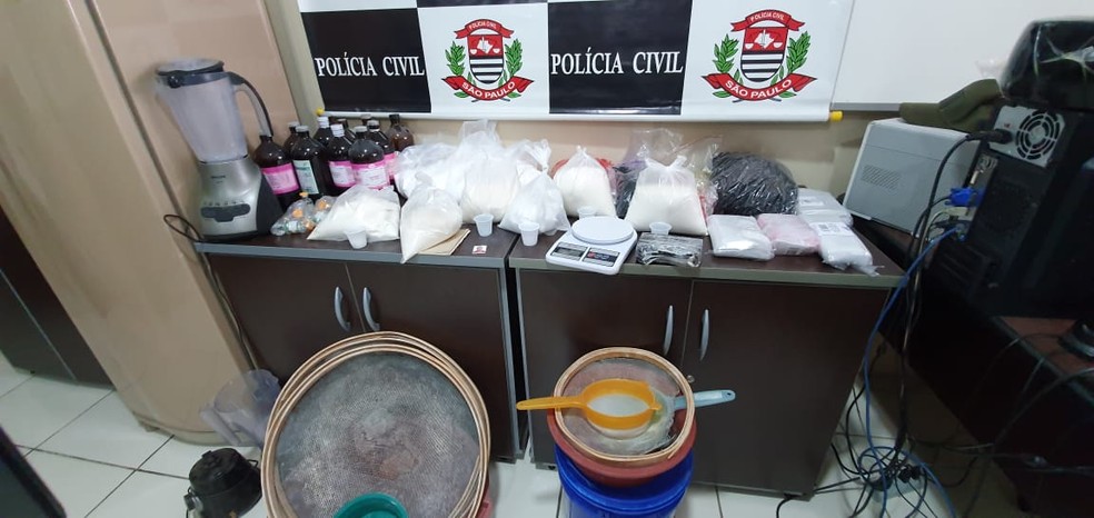 Polícia Civil encontrou refinaria de droga em Paulínia — Foto: Divulgação/Polícia Civil
