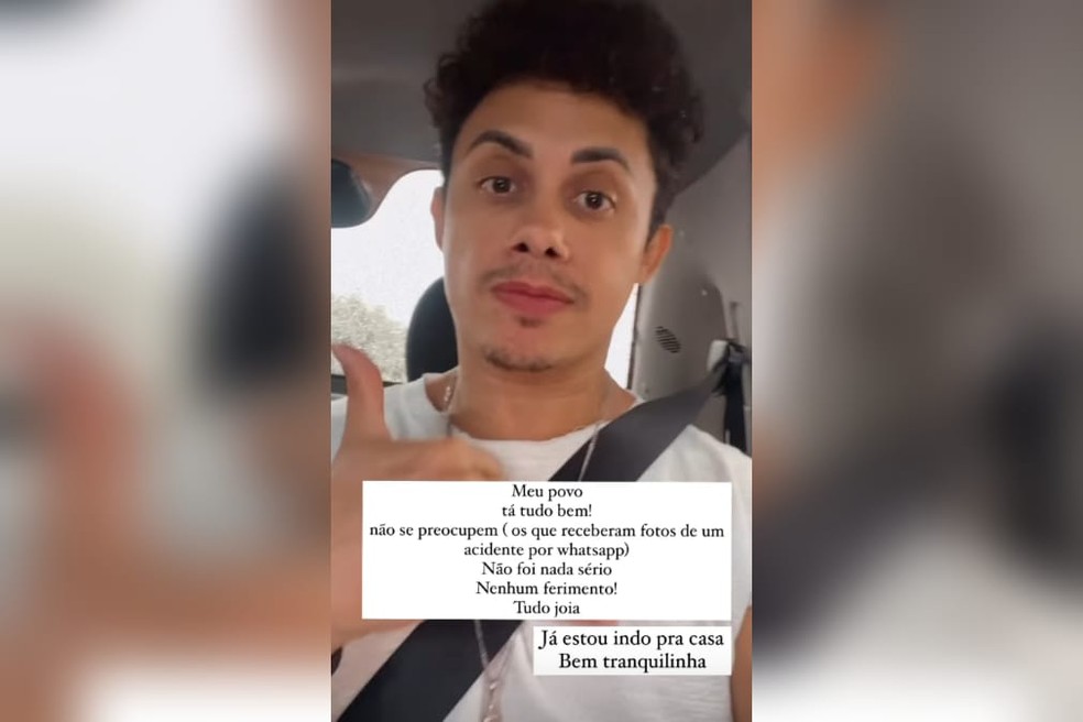 Silvero Pereira tranquiliza fãs após acidente no Ceará. — Foto: Instagram/Reprodução