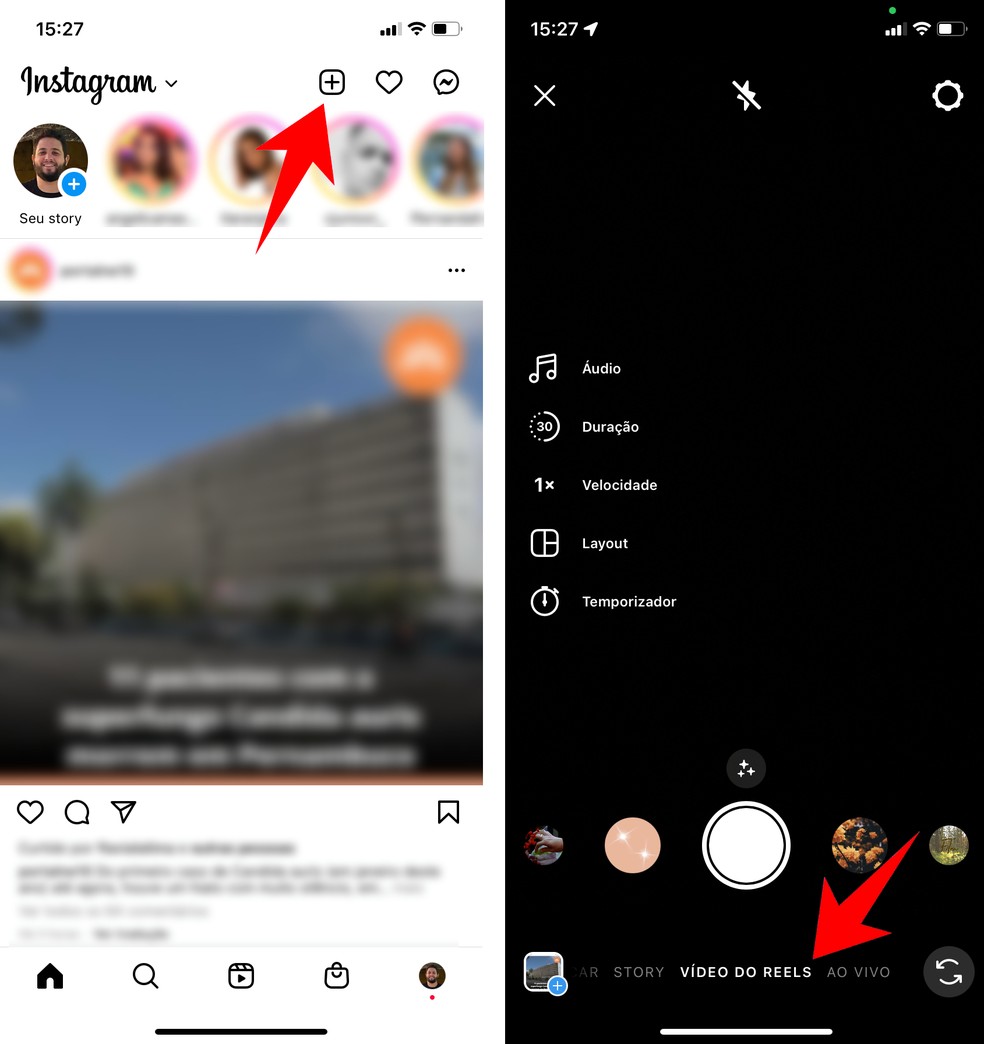 Veja como criar Reels no Instagram — Foto: Reprodução/Rodrigo Fernandes