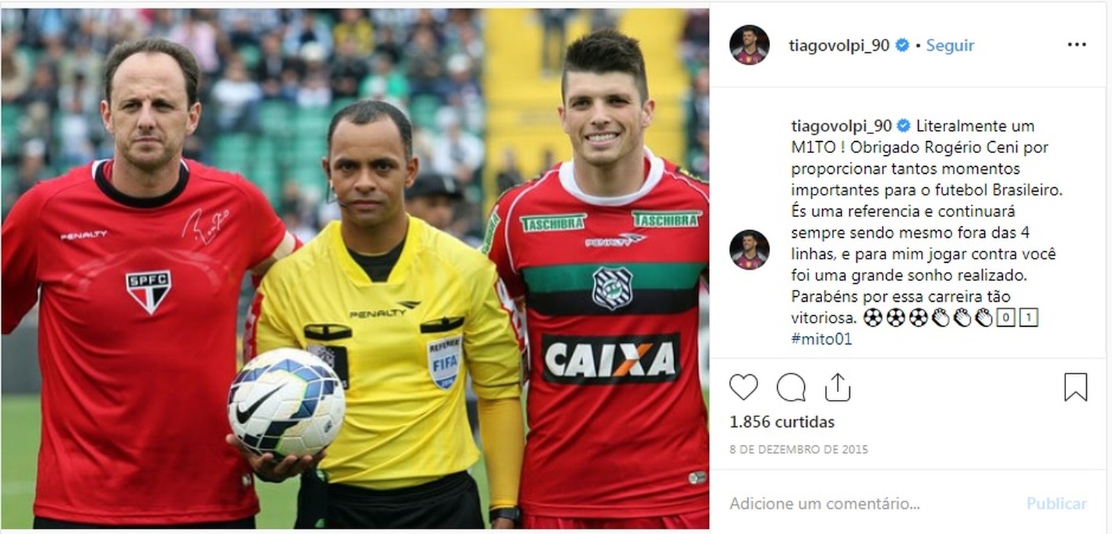 Volpi revela não bater faltas para evitar comparação com Ceni, 