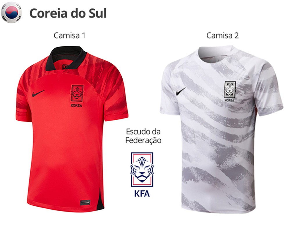 Uniformes da Coreia do Sul para a Copa do Mundo de 2022 — Foto: Divulgação