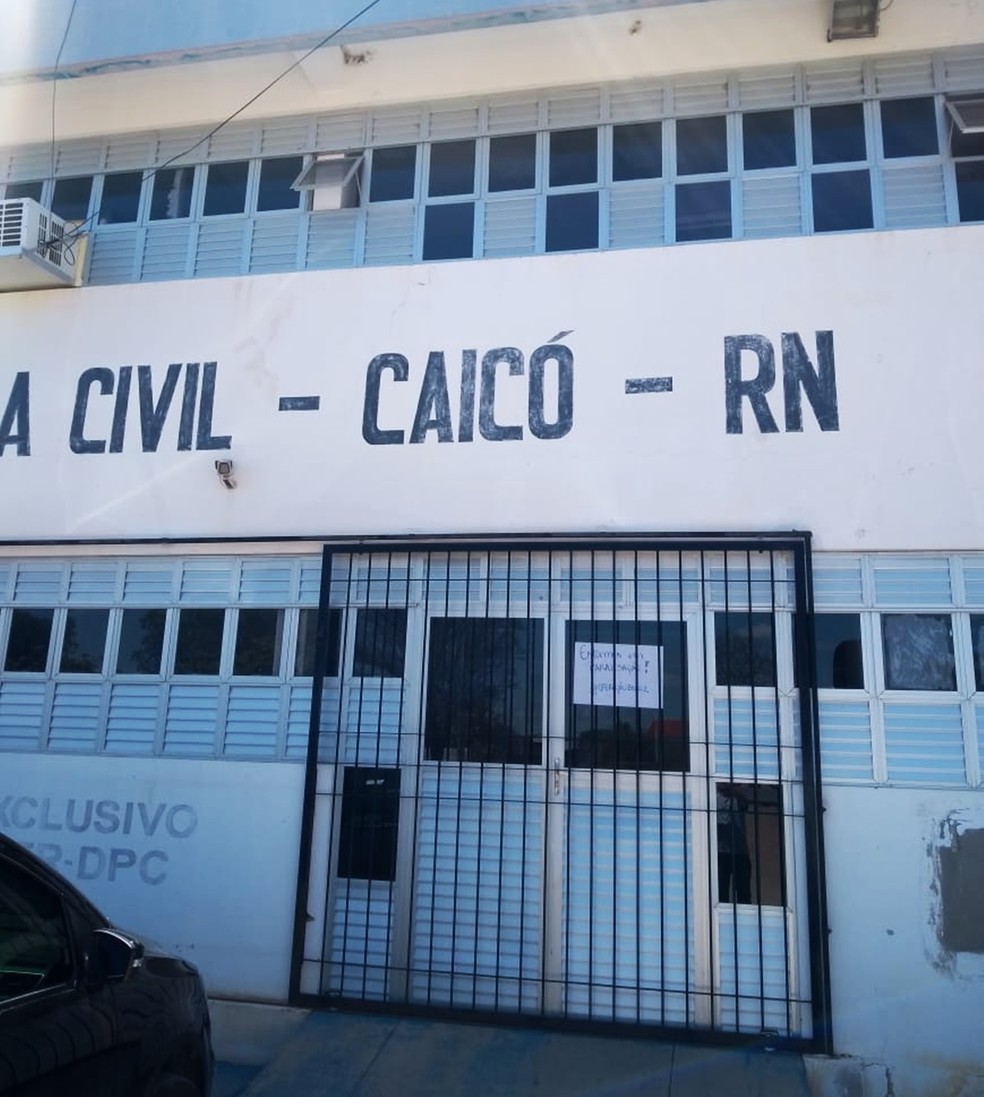 Delegacia de Caicó, na região Seridó, não abriu nesta quarta-feira (26) — Foto: Sinpol-RN