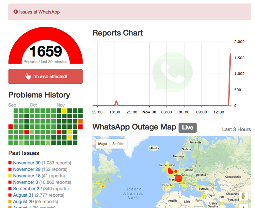 Site mostra mais de mil reclamações sobre WhatsApp (Foto: Reprodução)