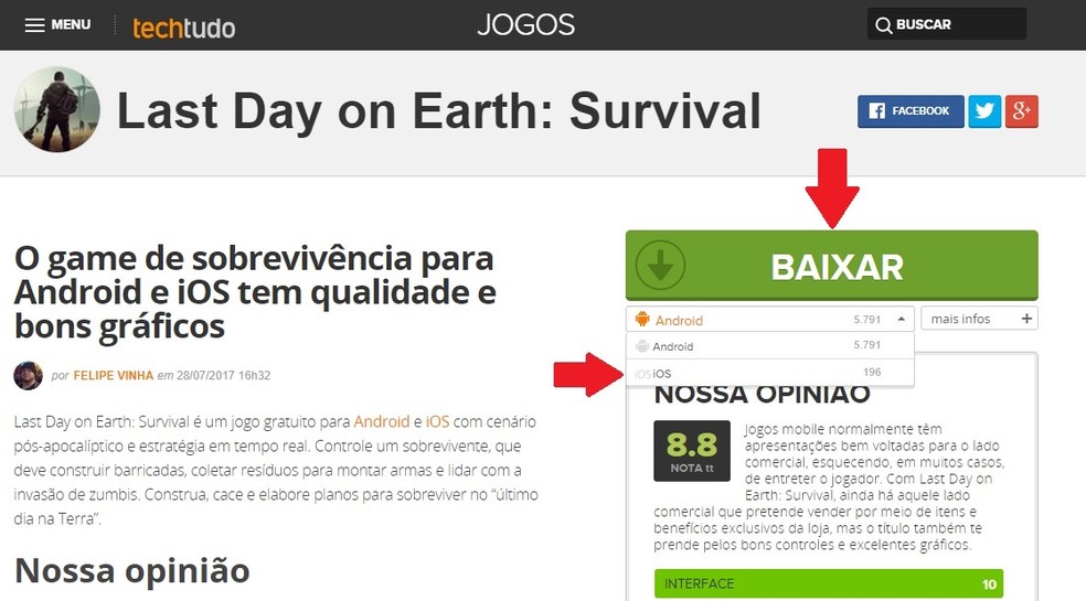 Last Day on Earth para iOS é um pouco maior do que a versão para Android — Foto: Reprodução/Carlos Palmeira