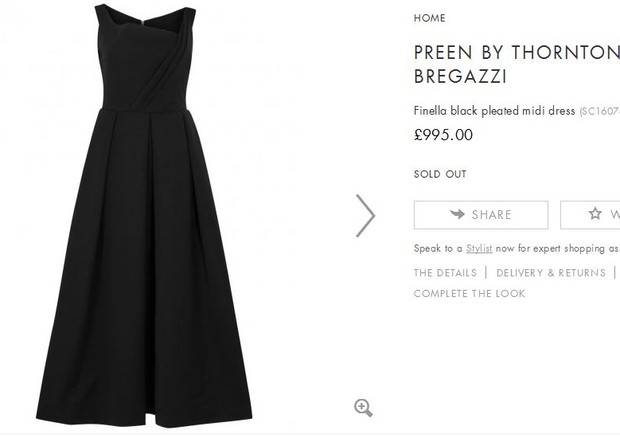 "Sold Out", diz o e-commerce que vende o vestido Preen usado pela Duquesa de Cambridge (Foto: Getty Images)