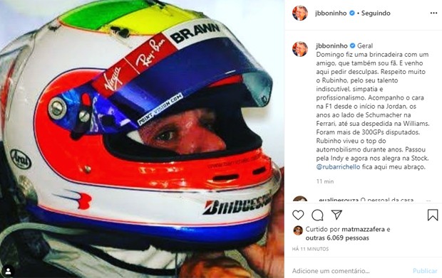 Boninho pede desculpas a Rubinho Barrichello (Foto: Reprodução/Instagram)