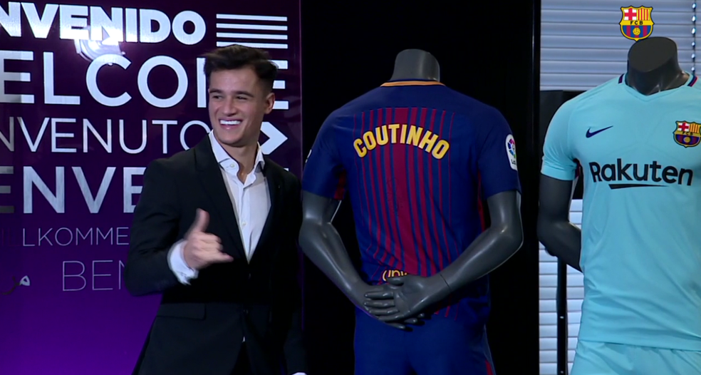 Philippe Coutinho é apresentado no Barcelona (Foto: Reprodução)