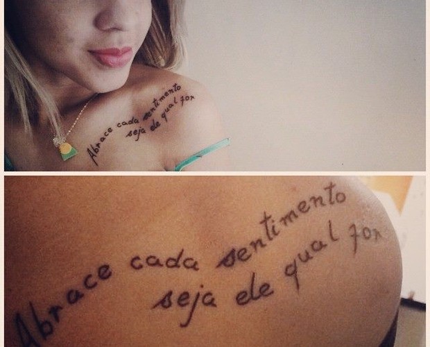 Natalia Pimentel tatuou trecho de música ao completar 18 anos (Foto: Arquivo pessoal)