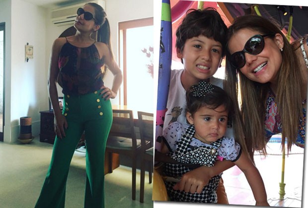 Nívea exibe a boa forma e posa com os filhos Miguel e Bruna (Foto: Reprodução/Instagram)