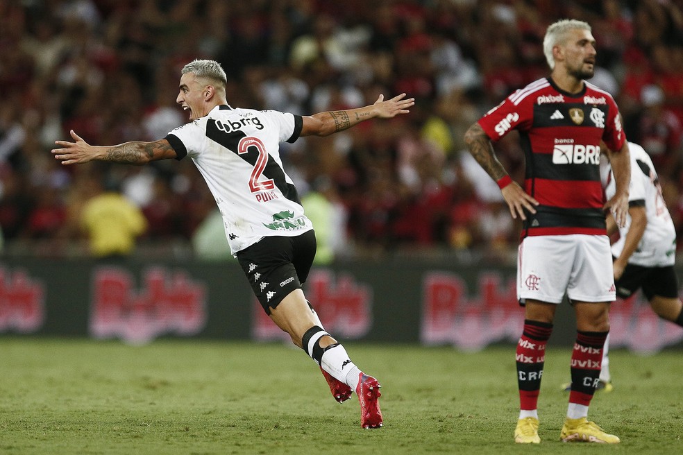 Puma elegeu seu gol contra o Flamengo como momento mais marcante até agora no Vasco — Foto: Daniel RAMALHO/VASCO