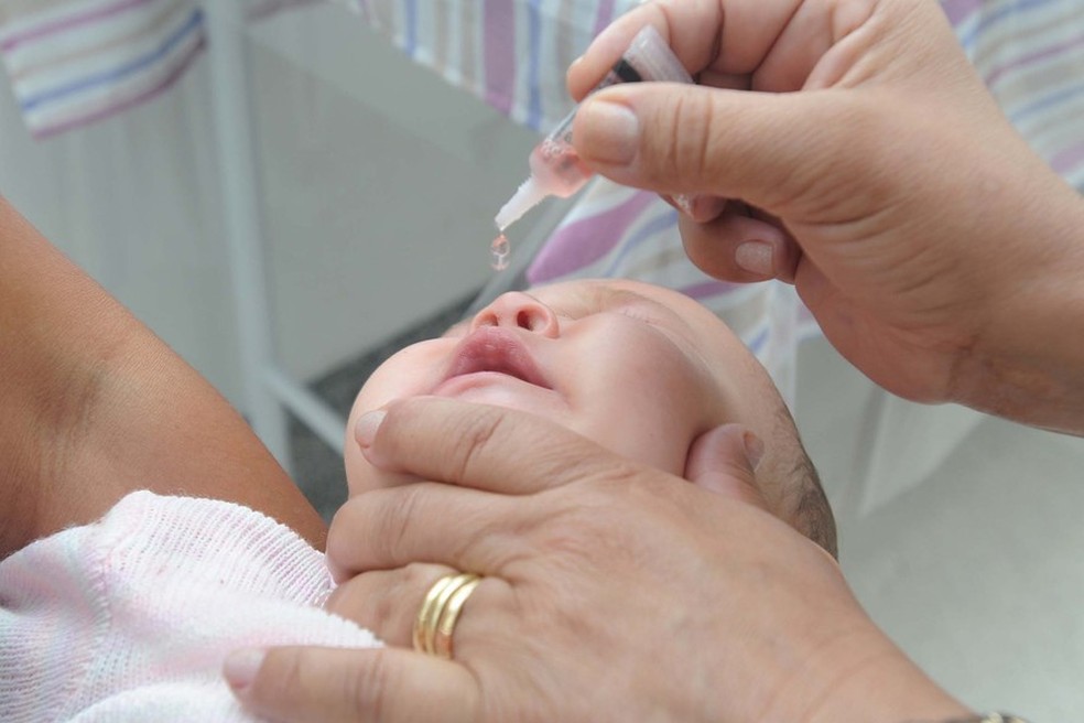 Vacina contra a pólio é aplicada em gotas — Foto: Venilton Kuchler/Arquivo AEN