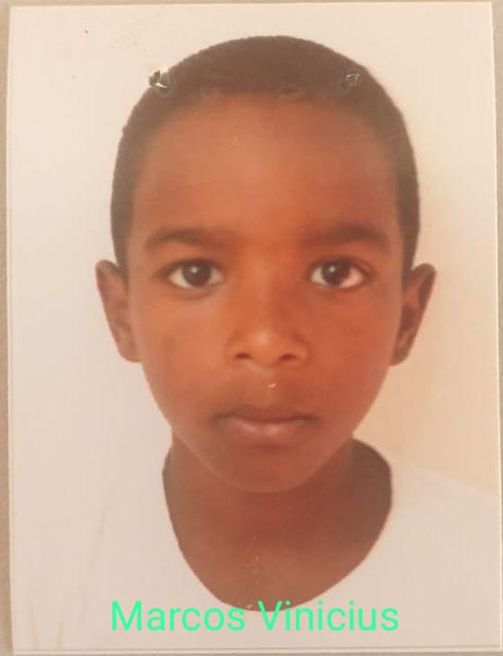 Marcos Vinícius, de 9 anos. — Foto: Reprodução.