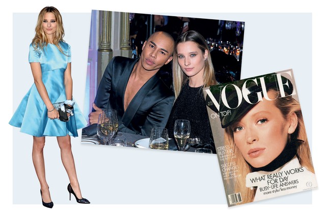 À esquerda, Ilona com vestido Dior, Ao lado, a jovem com o estilista Olivier Rousteing e Estelle em capa da Vogue americana de 1987. (Foto: Gettyimages, Reprodução Instagram e Divulgação)