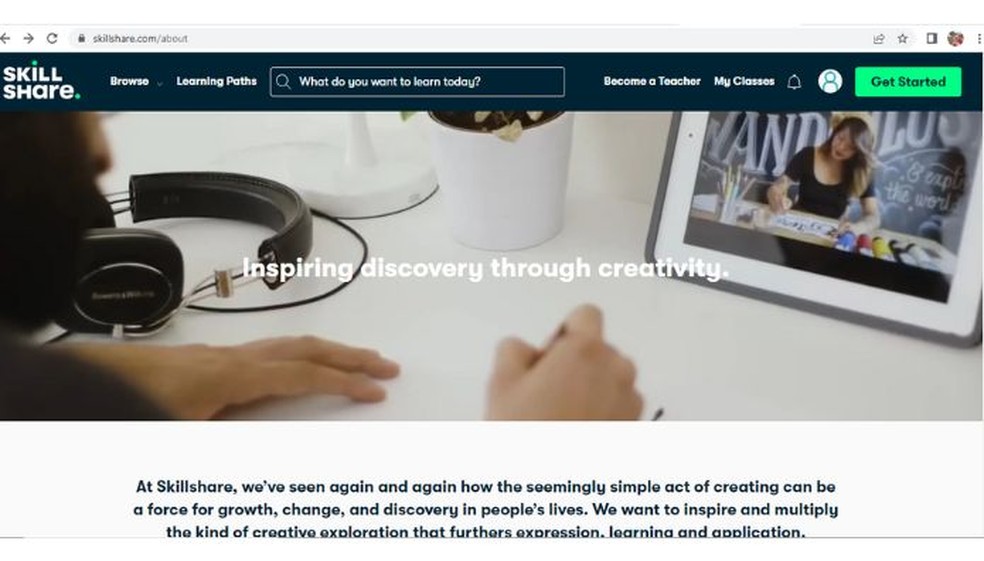 Skillshare oferece cursos de diversas áreas — Foto: Reprodução/Júlio César Gonsalves