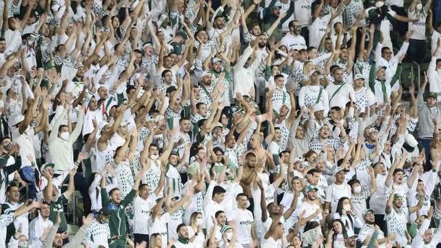 Torcedores do Palmeiras no duelo contra o Bragantino
