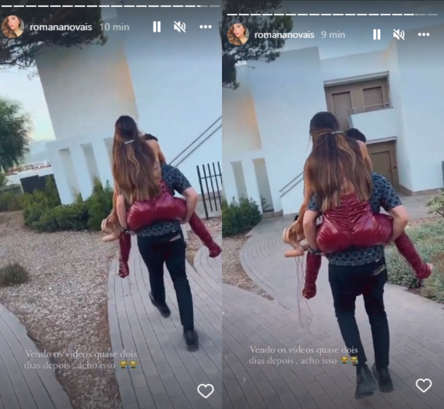 Alok carrega Romana Novais nas costas (Foto: Reprodução/Instagram)