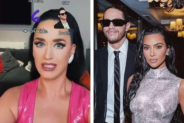 Katy Perry, Pete Davidson e Kim Kardashian (Foto: reprodução / TikTok ; reprodução / Instagram)