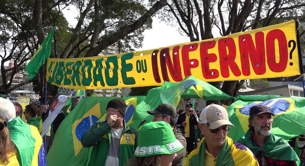 Manifestação pró-Bolsonaro, em Curitiba — Foto: RPC