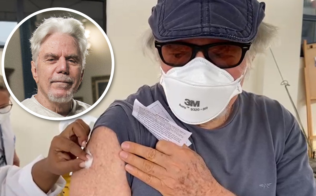 Reginaldo Faria toma vacina contra a Covid (Foto: Reprodução/Instagram/Globo/João Miguel Júnior)