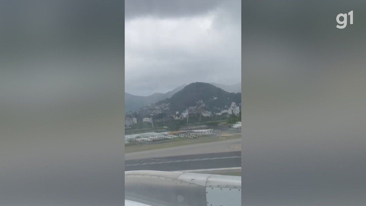 Avião arremete no aeroporto Santos Dumont e casal registra momento de tensão e aplausos de alívio; VÍDEO