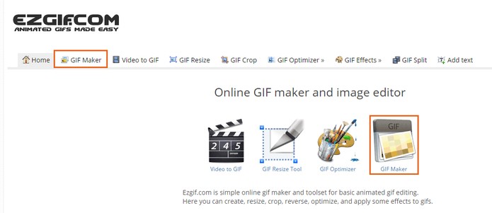 Acesse o site EZGIF para iniciar a edição do GIF pelo computador (Foto: Reprodução/Barbara Mannara)
