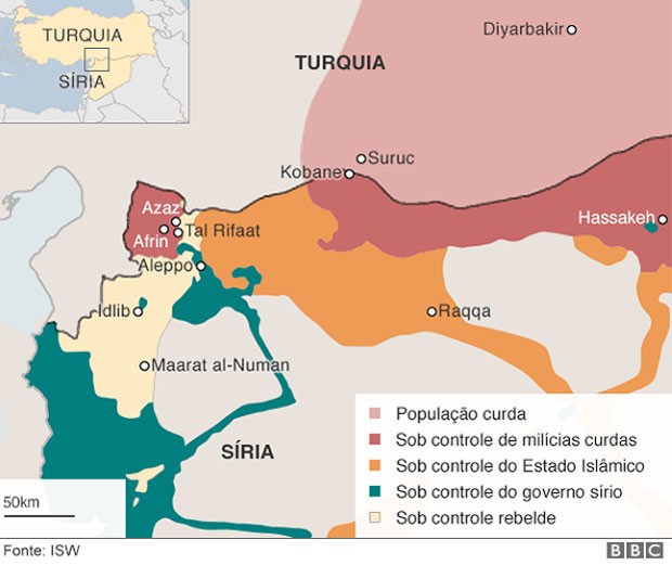 Entenda a ‘mini guerra mundial’ que ocorre na Síria (Foto: BBC)