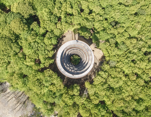 Na Dinamarca, torre em espiral permite vista privilegiada de floresta (Foto: Reprodução)