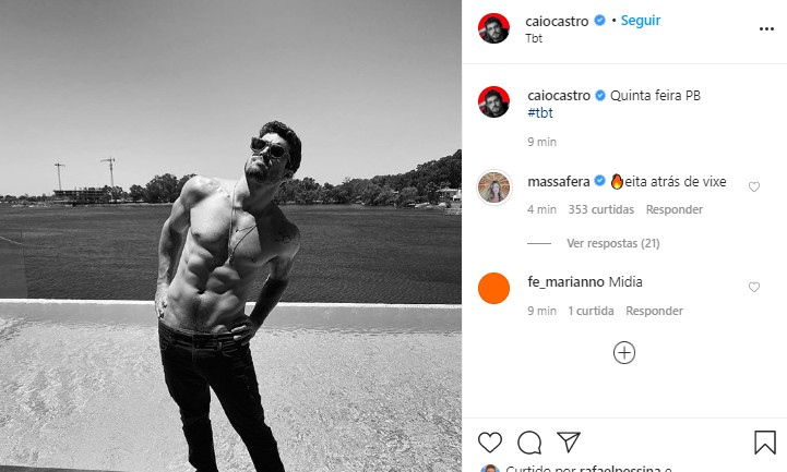 Grazi Massafera comenta foto de Caio Castro (Foto: Reprodução/ Instagram)