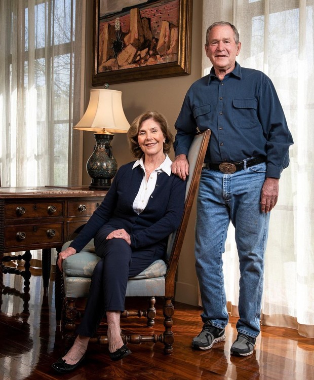 Laura e George W. Bush (Foto: Trevor Paulhus para The Wall Street Journal)