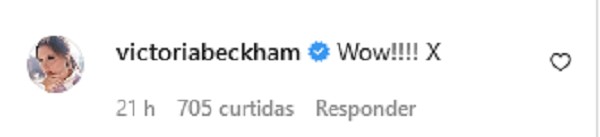 O comentário de Victoria Beckham na foto de David Beckham malhando (Foto: Instagram)
