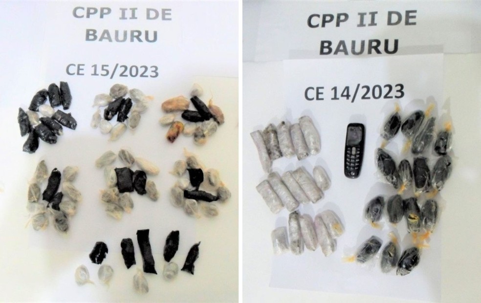 Segunda o SAP, vários detentos tentaram entrar no CPP-2 de Bauru com drogas e celulares após a 'saidinha' de fim de ano — Foto: SSP/Divulgação