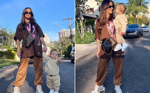 Bianca Andrade passeia com o filho usando look de R$ 33,2 mil