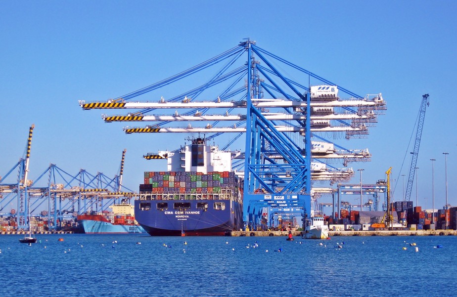 Porto, navio de carga, container