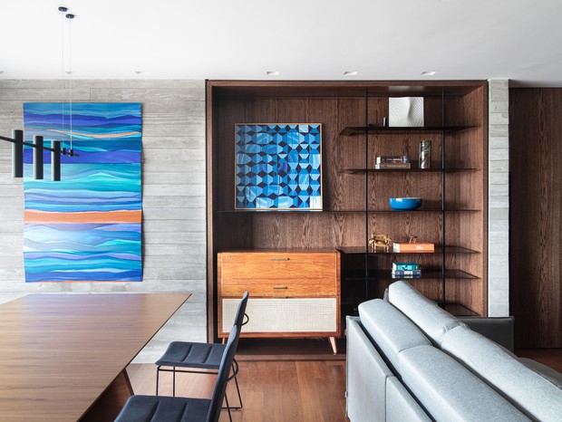 130 m² com madeira, concreto e móveis de design nacional  (Foto: Mahani Siqueira)