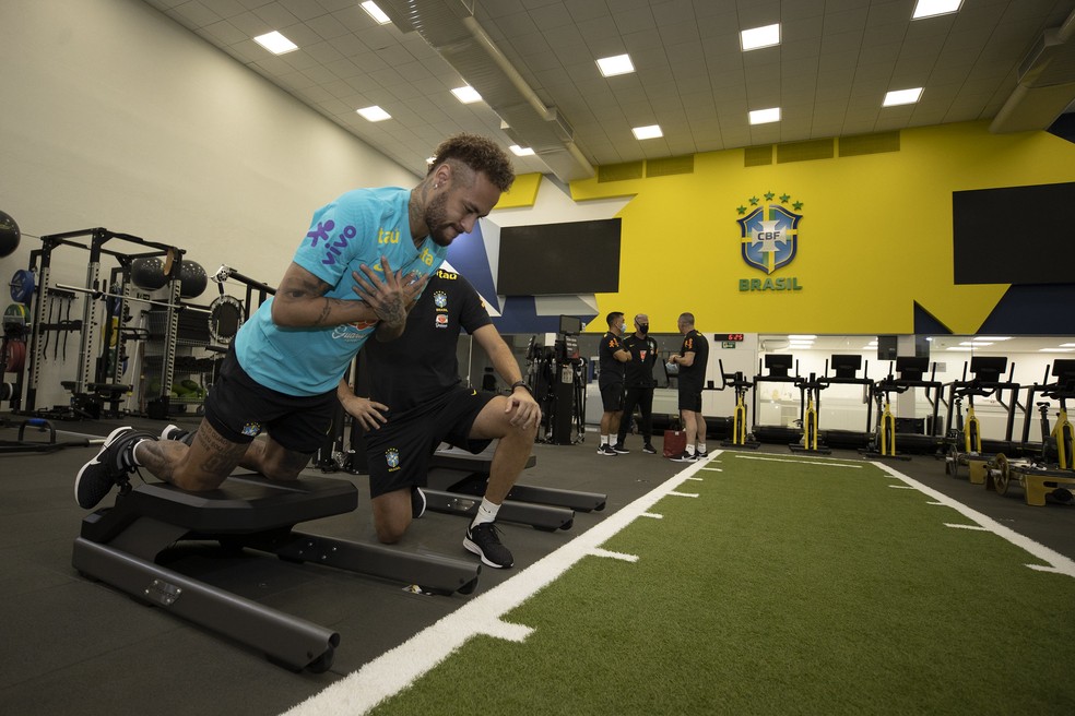 Neymar faz teste físico no centro de treinamento da seleção brasileira: jogador se manifestou pelas redes sociais — Foto: Lucas Figueiredo/CBF