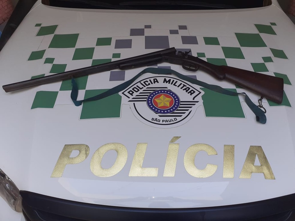 Espingarda calibre 38 foi localizada em um assentamento — Foto: Polícia Ambiental