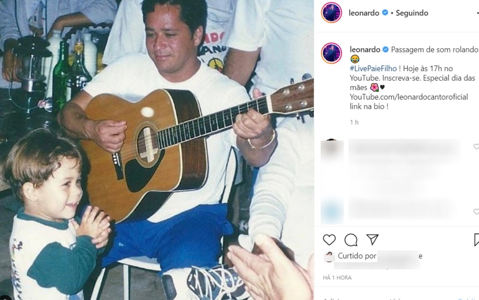 Leonardo postou uma foto antiga e brincou: 'Passagem de som rolando'  — Foto: Reprodução/Instagram