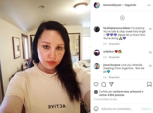 Mais recente aparição de Amanda Bynes na web foi em setembro de 2020 (Foto: Reprodução/Instagram)