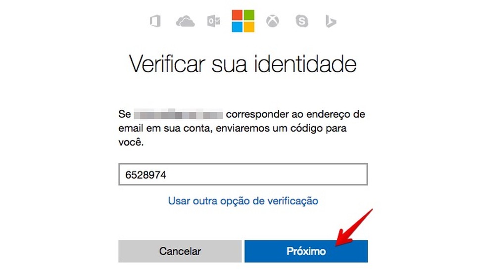 Informe o código de segurança recebido (Foto: Reprodução/Helito Bijora)