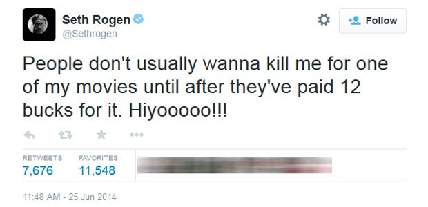 Seth Rogen comenta provocação da Coreia do Norte no Twitter (Foto: Reprodução/Twitter)