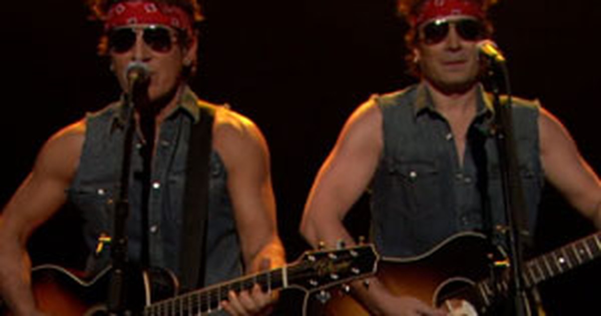 Fallon Springsteen G1 - Jimmy Fallon e Bruce Springsteen fazem paródia de 'Born to run ...