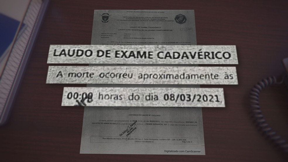 Laudo de exame cadavérico atestou morte duas menos de duas horas depois de jovem mandar áudio pedindo socorro — Foto: TV Globo / Reprodução